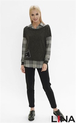 41208 клетка крупная, черный блуза 41208 (XL клетка крупная, - фото 7157