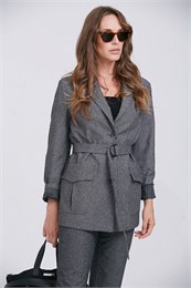 Жакет женский с поясом GK007 RICCIO 1600 серый GK007 RICCIO 1600