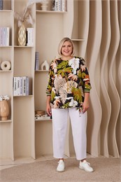 Блуза П170424 зеленый/принт Сицилия П170424